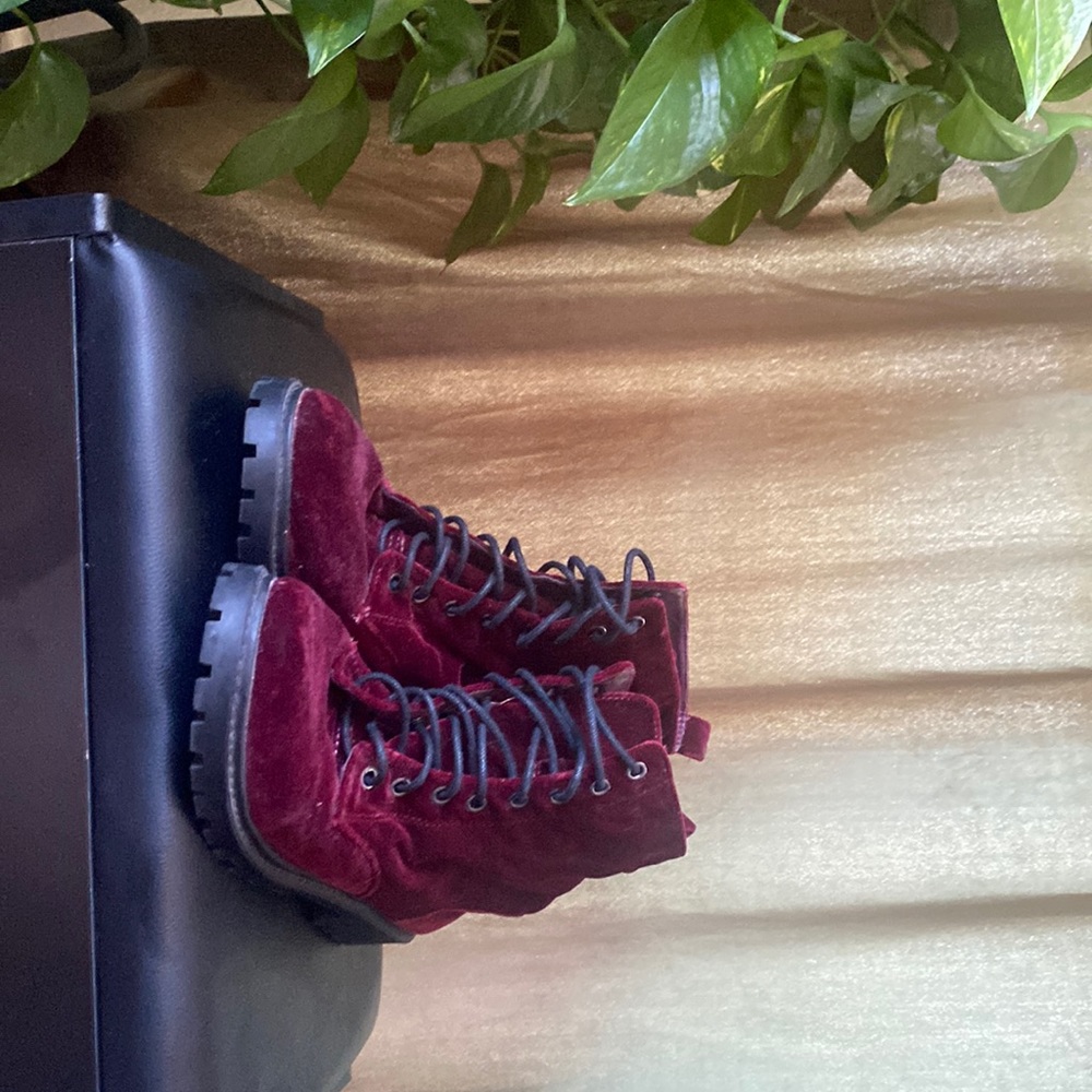 Purple Velvet Boots size 7